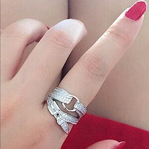 STERLING SILVER BUCKLE ZIRCON RING